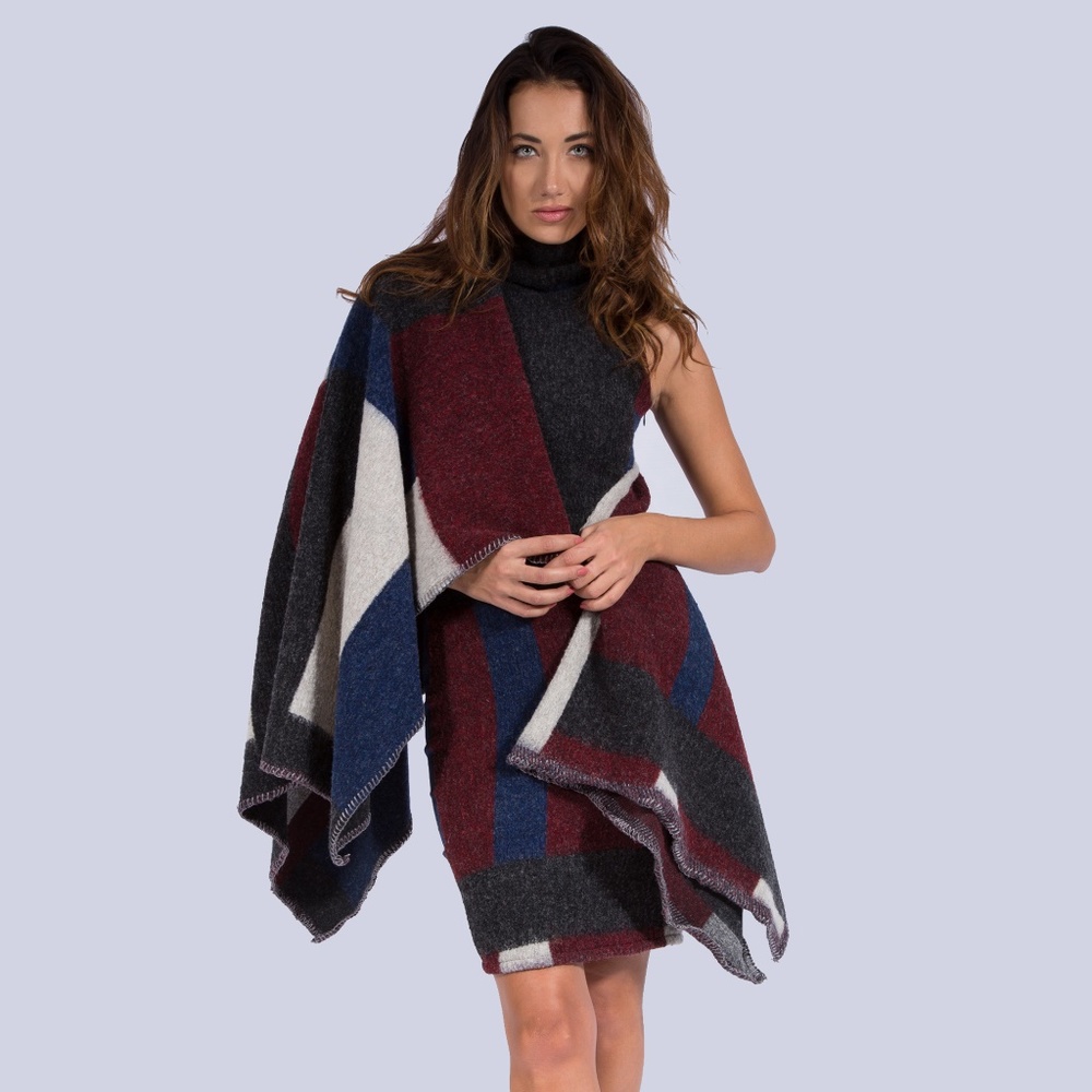 Designer Burgundy Navy Colorblock Cardigan Italy